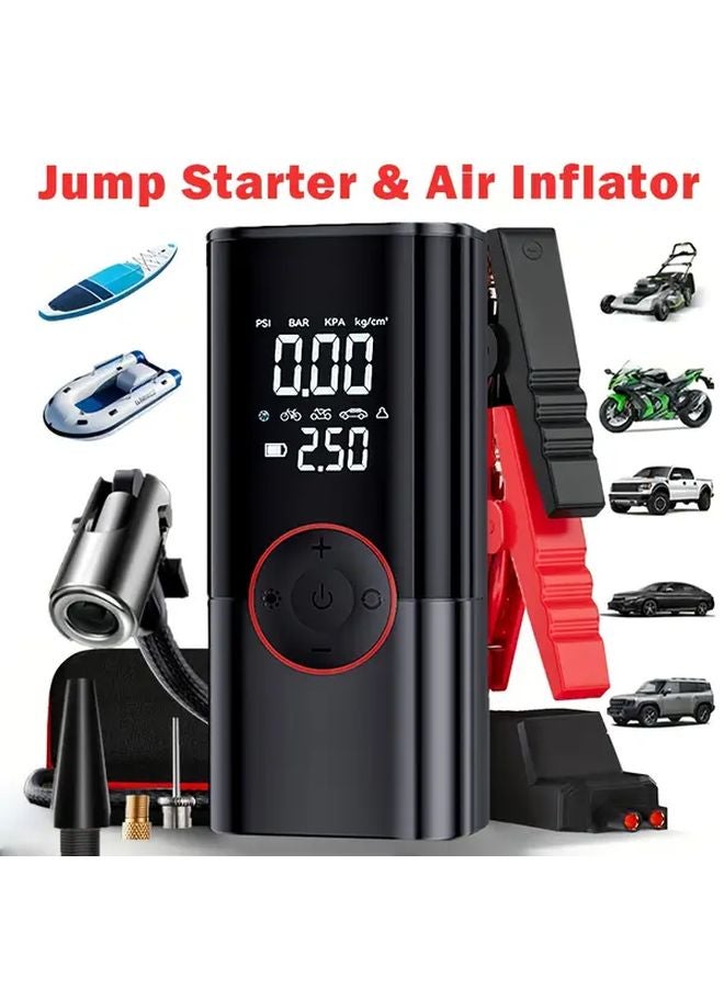 Portable Car Battery Starter Kit 9 In 1 With Air Compressor And LED Flashlight - Image 1